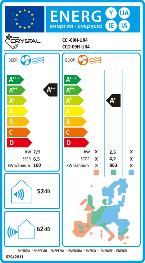 Crystal - подов  - 9 000 BTU - Инверторен климатик с WiFi и самопочистване