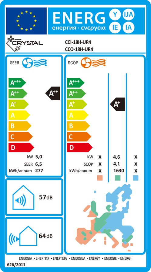 Crystal - подов  - 18 000 BTU - Инверторен климатик с WiFi и самопочистване