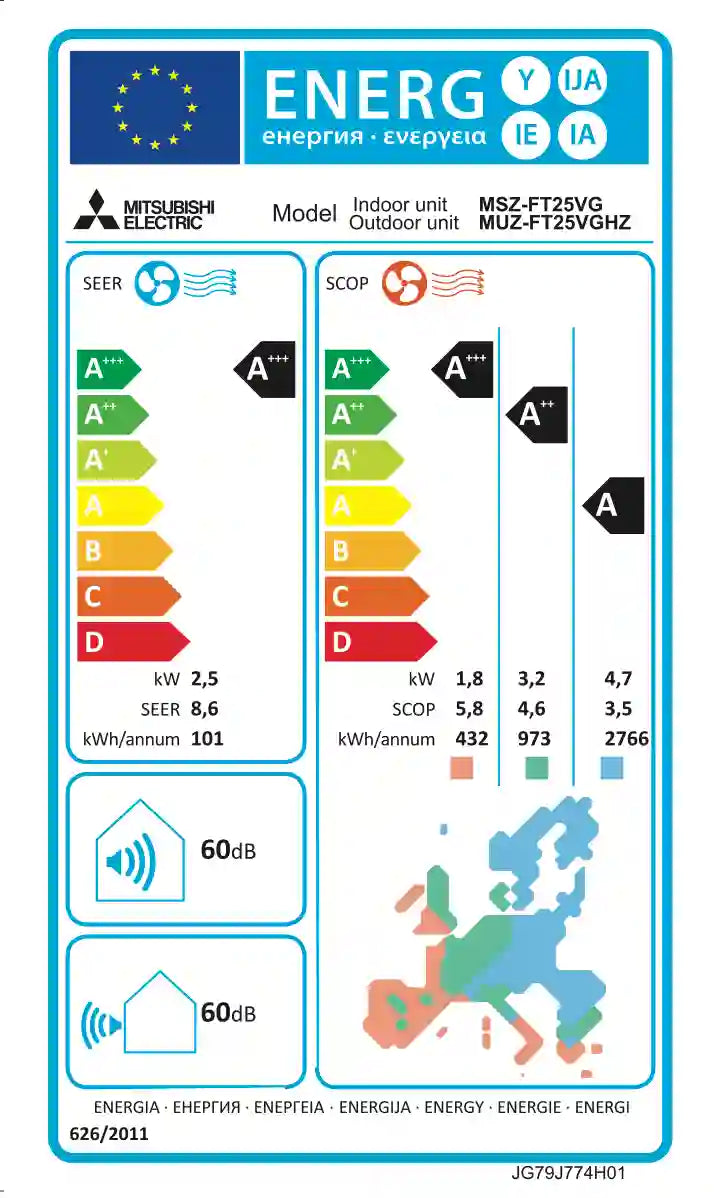 Mitsubishi Electric - Ninja А+++ - 9 000 BTU – Хиперинверторен климатик с йонизация и самопочистване