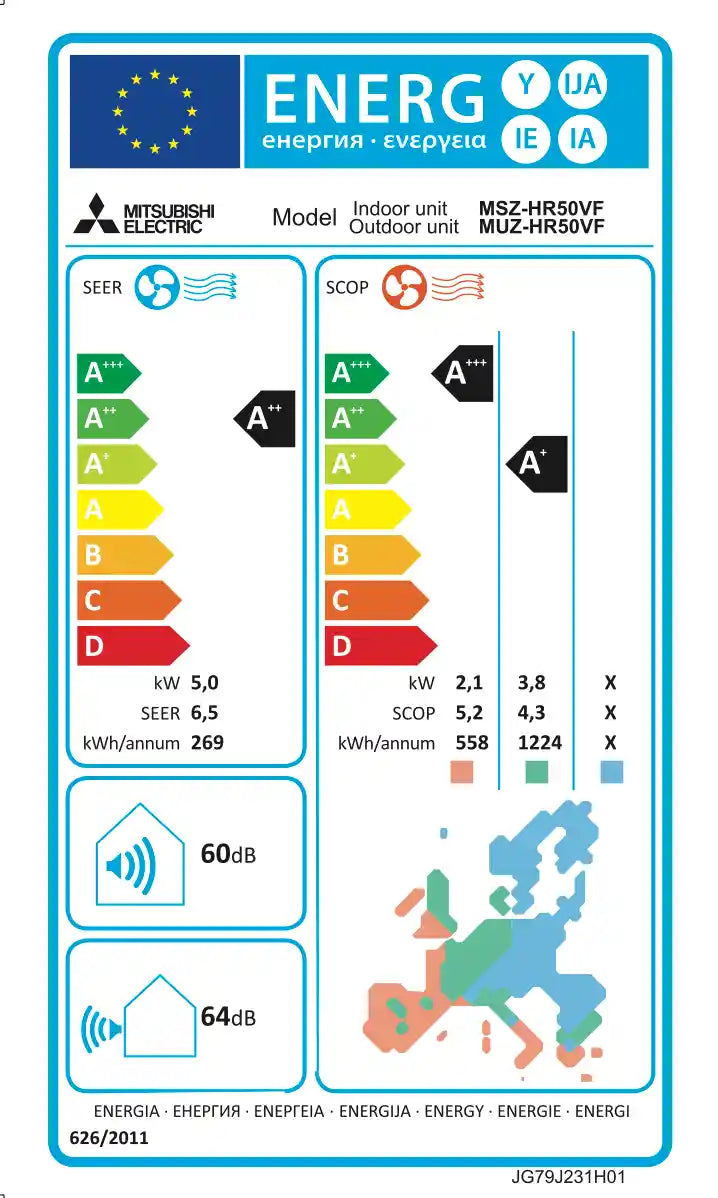 Mitsubishi Electric - MSZ-HR - 18 000 BTU – Инверторен климатик с йонизация и самопочистване