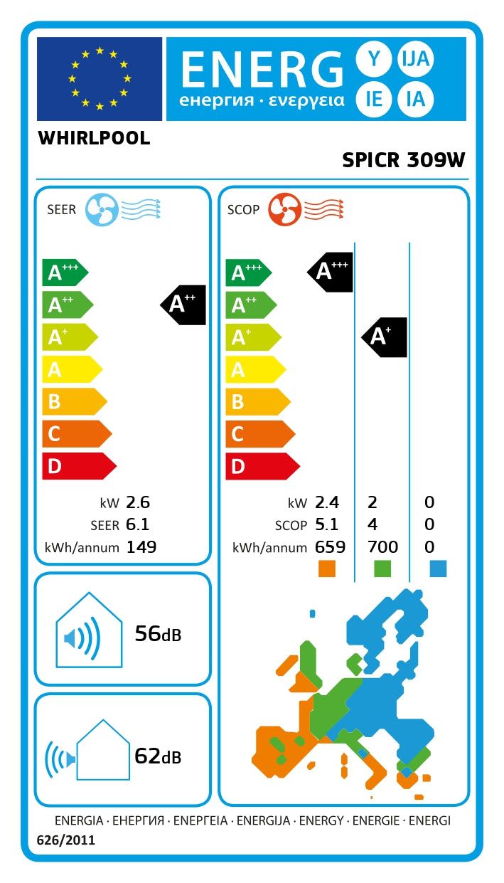 Whirlpool SPICR - 9000 BTU - Инверторен климатик със 6th SENSE и самопочистване