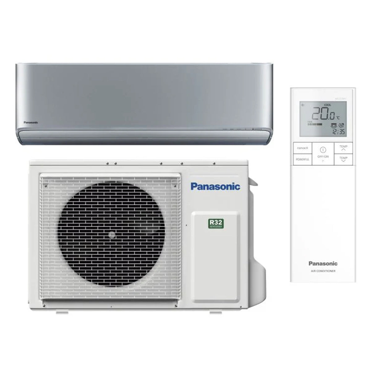 Panasonic Etherea Климатик Вътрешно тяло - сиво, външно тяло и дистанционно