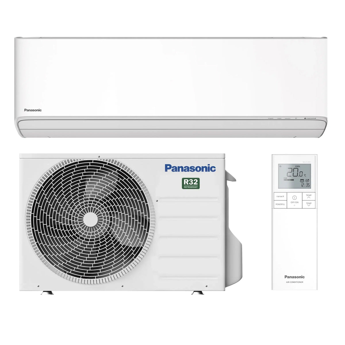 Panasonic Etherea Климатик Вътрешно, външно тяло и дистанционно управление - бели